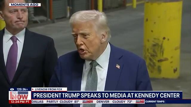 President Trump speaks to reporters at Kennedy Center