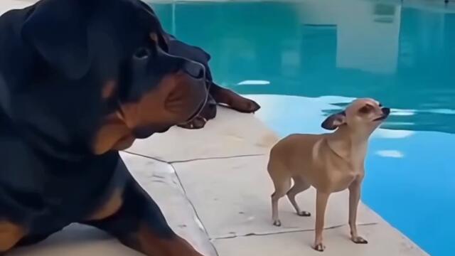 Голямо куче се ядосва на малко и го мята СМЯХ